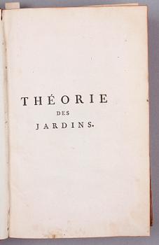 BÖCKER, 2 st sambundna, "Théorie des Jardins" av Jean Marie Morel resp "Essai sur Les Jardins" av M. Watelet. 1776 resp 1774.