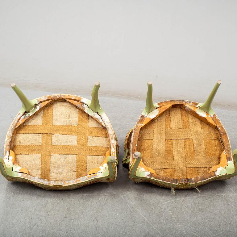 A pair of Swedish Rococo armchairs, second half of the 18th century.