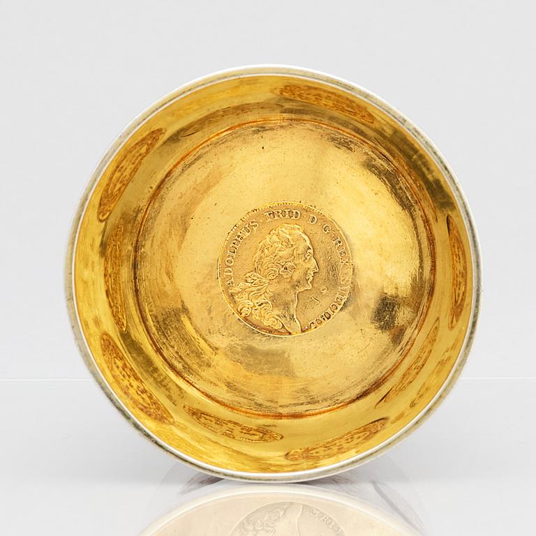 A Swedish parcel-gilt silver coin-beaker, mark of Nils Hellberg, Norrtälje 1805.