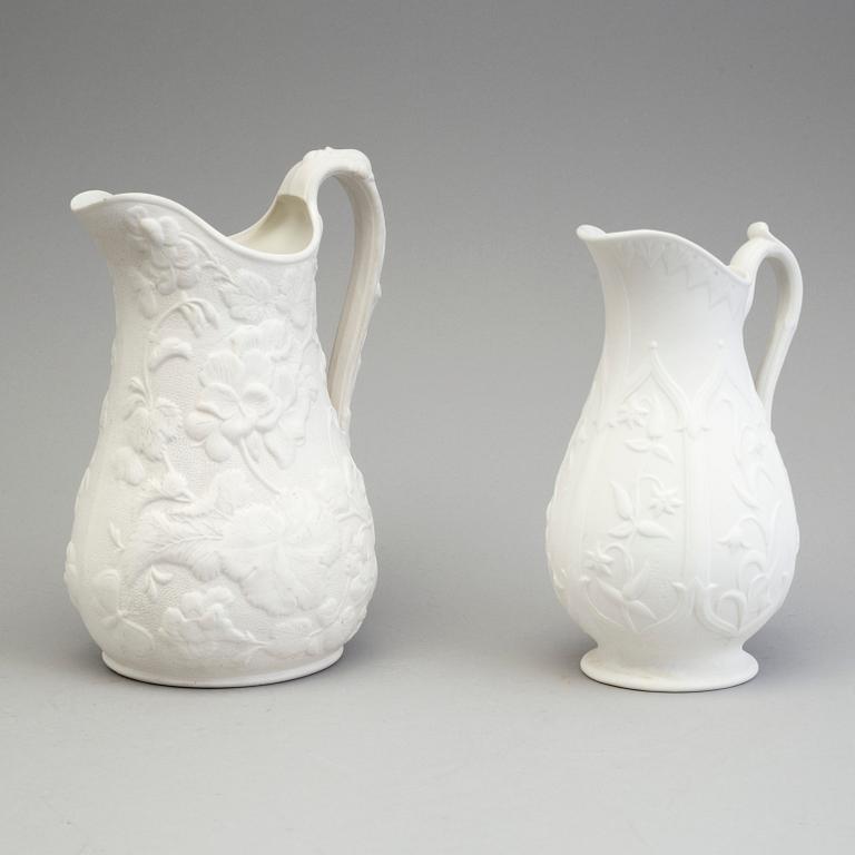 FIVE SIMILAR PARIAN JUGS, Gustafsberg, second half of the 19th century.