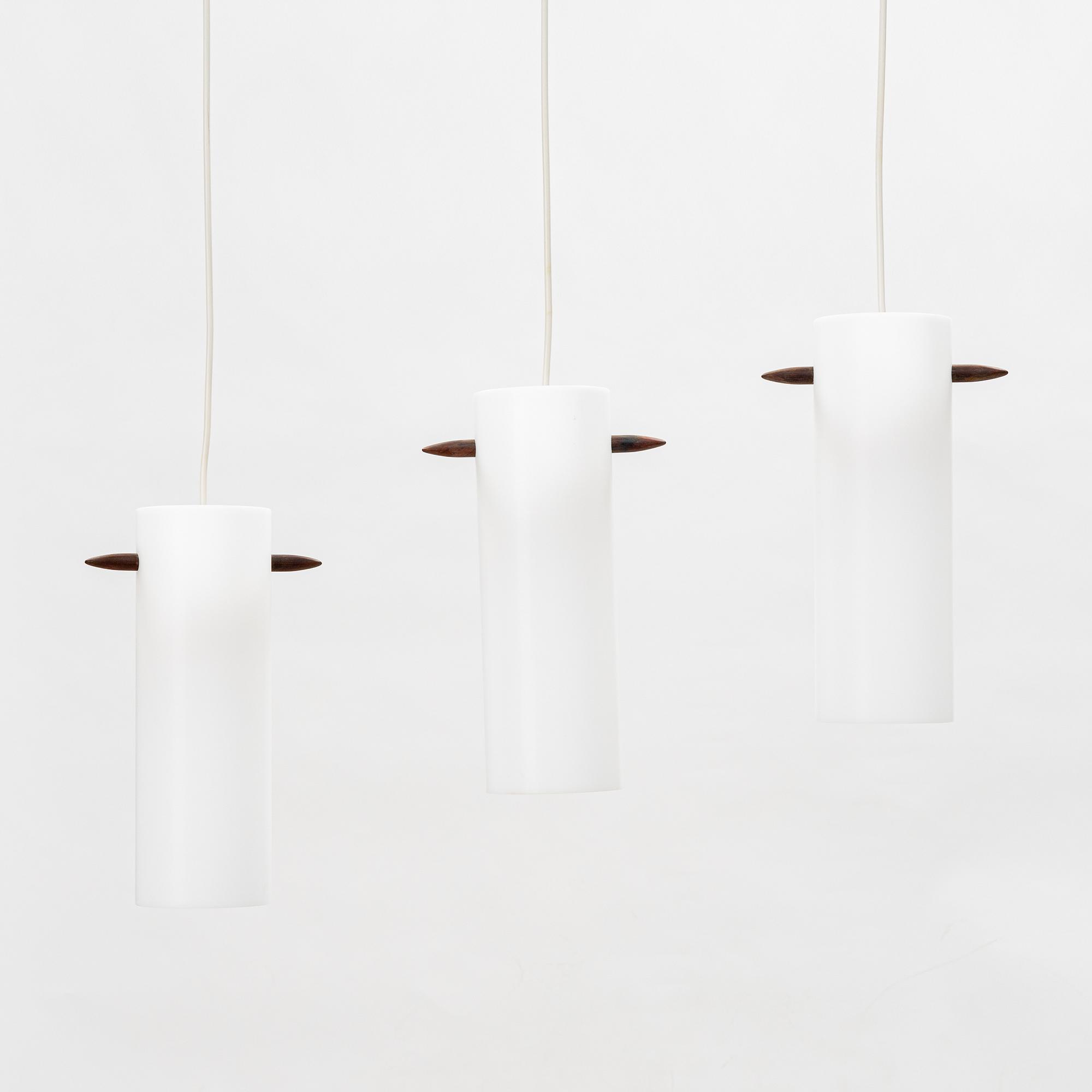 Uno & Östen Kristiansson, a set of three '535' ceiling lamps ,Luxus Vittsjö.