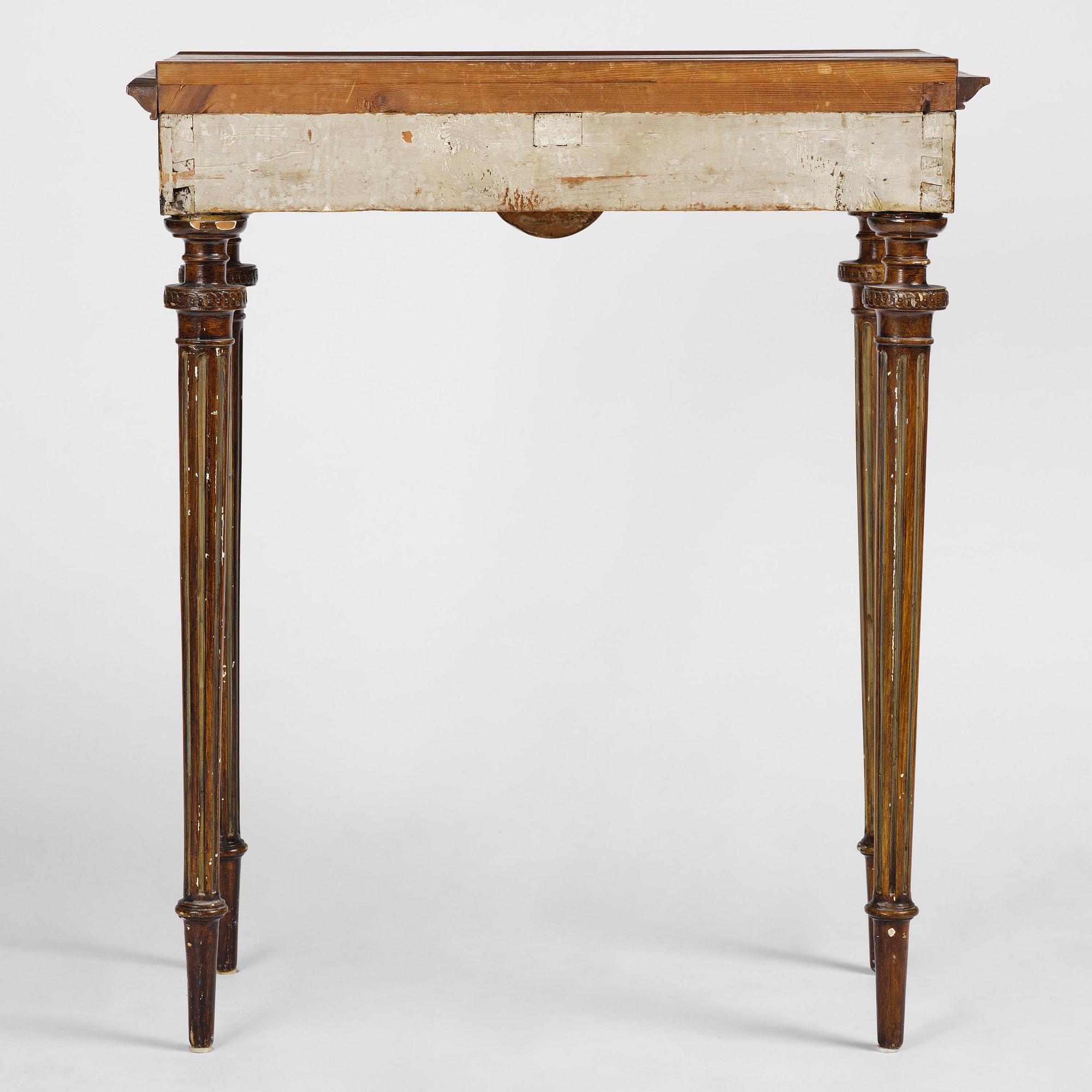Konsolbord, tillskrivet Pehr Ljung (bildhuggare i Stockholm, kunglig hovbildhuggare 1788-1819), Sengustavianskt.
