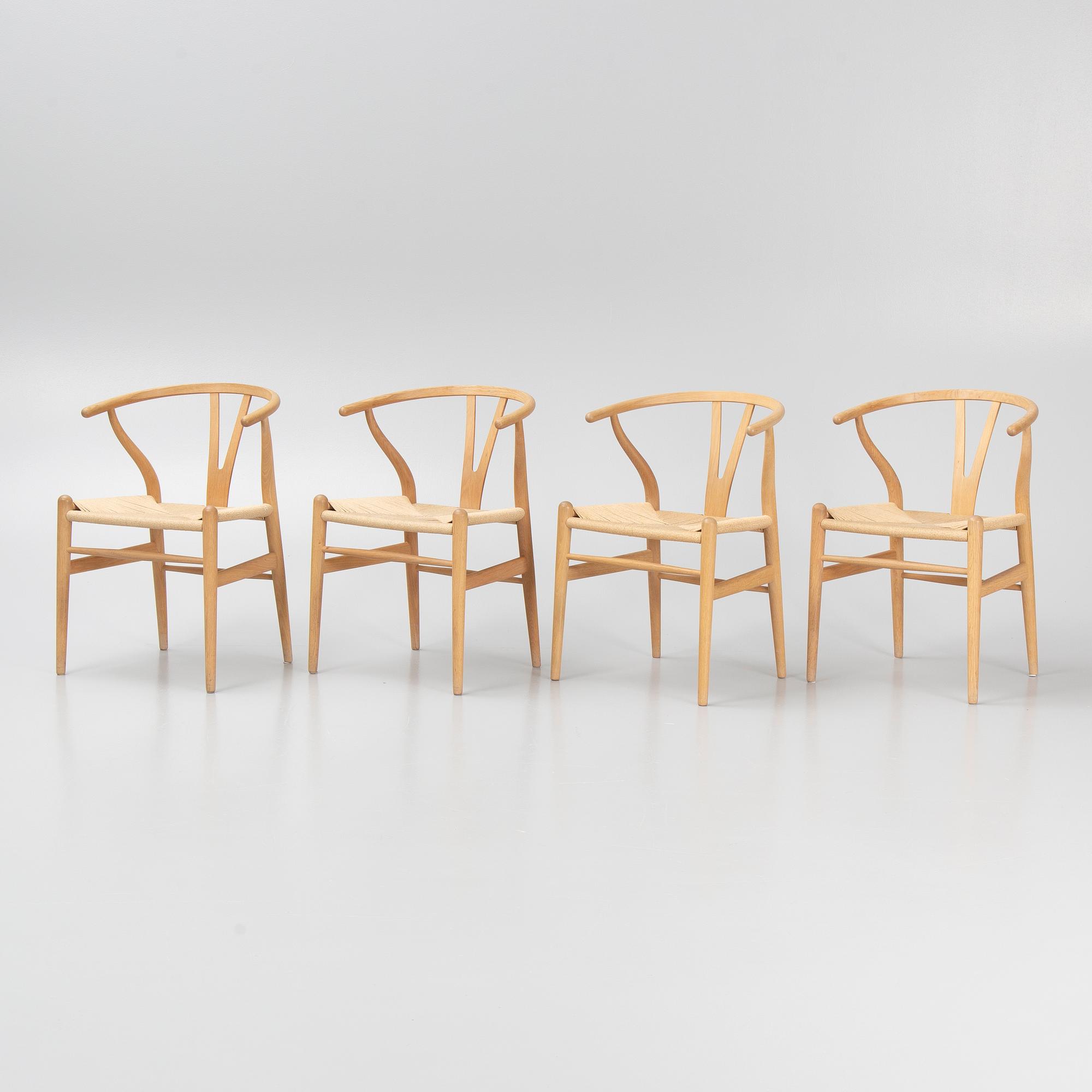 Hans J. Wegner, stolar, 4 st, "Y-stolen", modell CH-24, Carl Hansen & Søn, Danmark.
