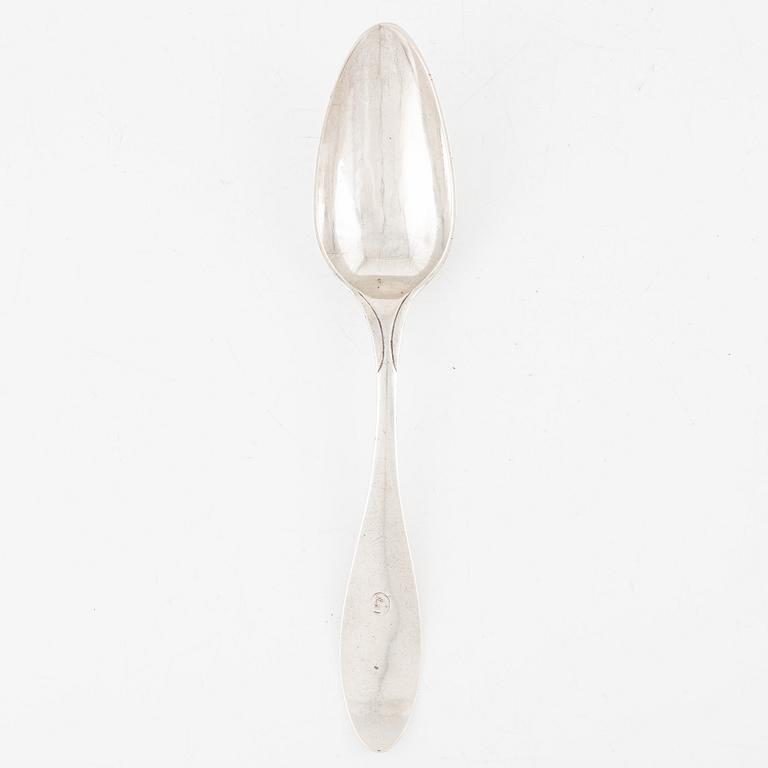 A Swedish Silver Spoon, rewarded at Börsjö Bruk 1823, mark of Lorenz Georg Weis, Norrköping 1823.