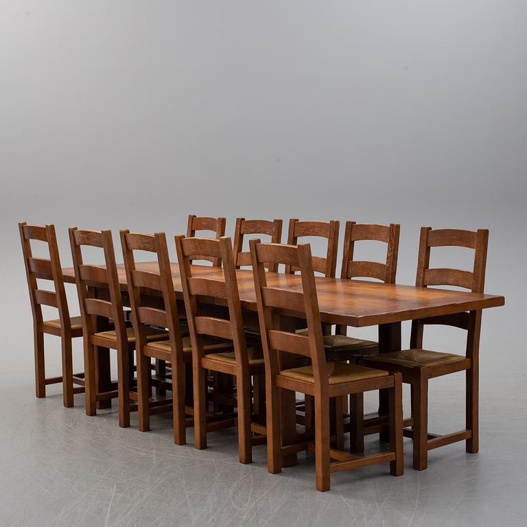 MATGRUPP, 10 stolar + bord,  1980/90-tal.