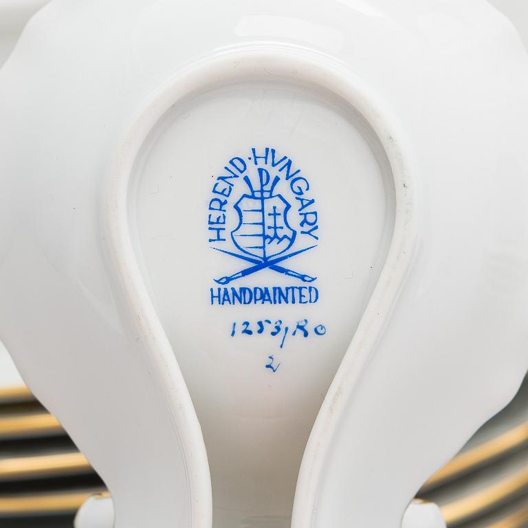 A 14-piece set of Herend 'Rotchild Bird' porcelain tableware, Hungary 1970s-1980s.