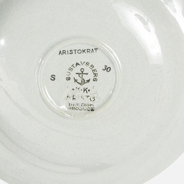 Wilhelm Kåge, servisdelar, 17 st, inklusive fisktallrikar, modell "Aristo", Gustavsberg, 1930-tal.