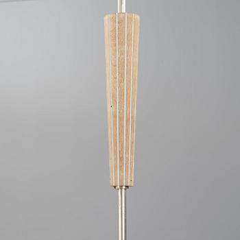 SWEDISH DESIGNER, a nickel plated, white chalked oak and frosted glass ceiling light, mid 20th Century.