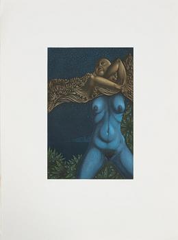 Jörgen Boberg, portfolio with 5 etchings, signed.