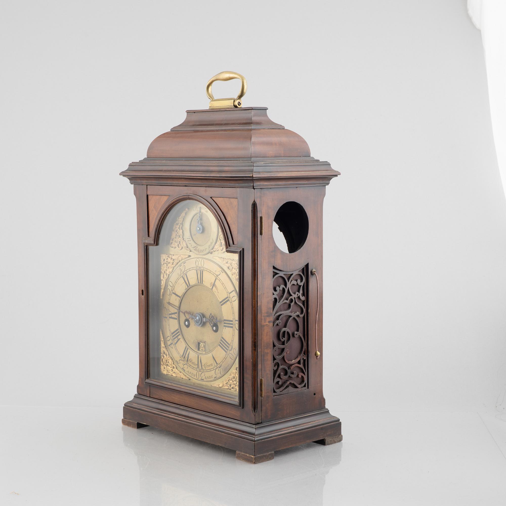 A bracket clock, signed Peter Green, Apenrade. Denmark, 18th century.