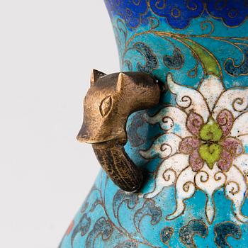 A Chinese cloisonné vase of the Ming dynasty.