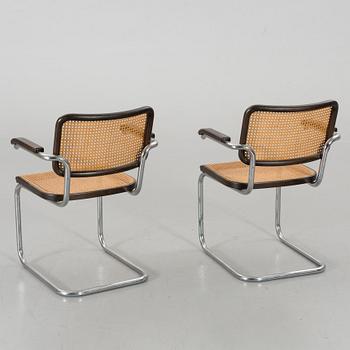 A PAIR OF MARCEL BREUER THONET ARMCHAIRS, signed Thonet 80.