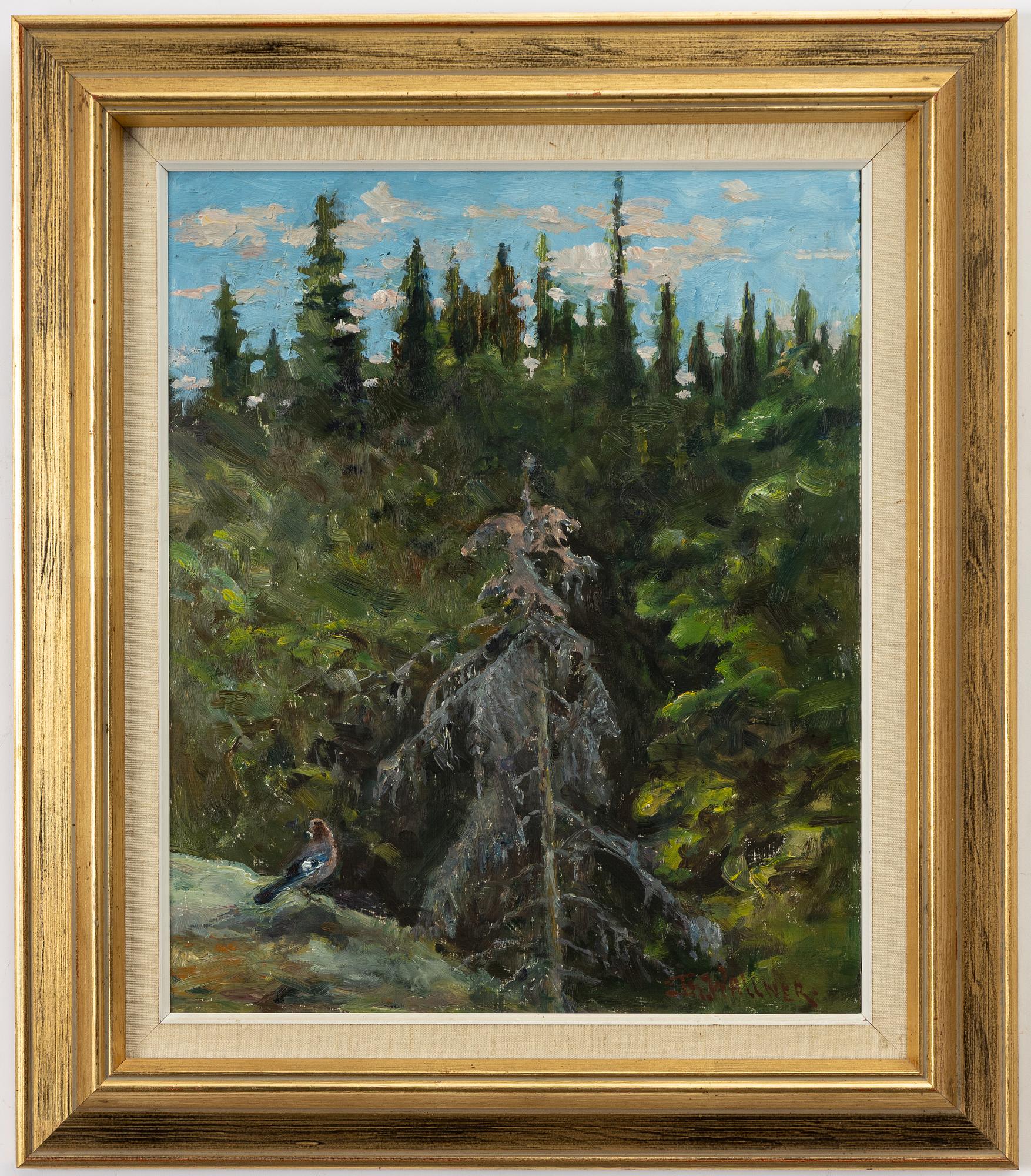 Thure Wallner, Bird at the edge of a forest.