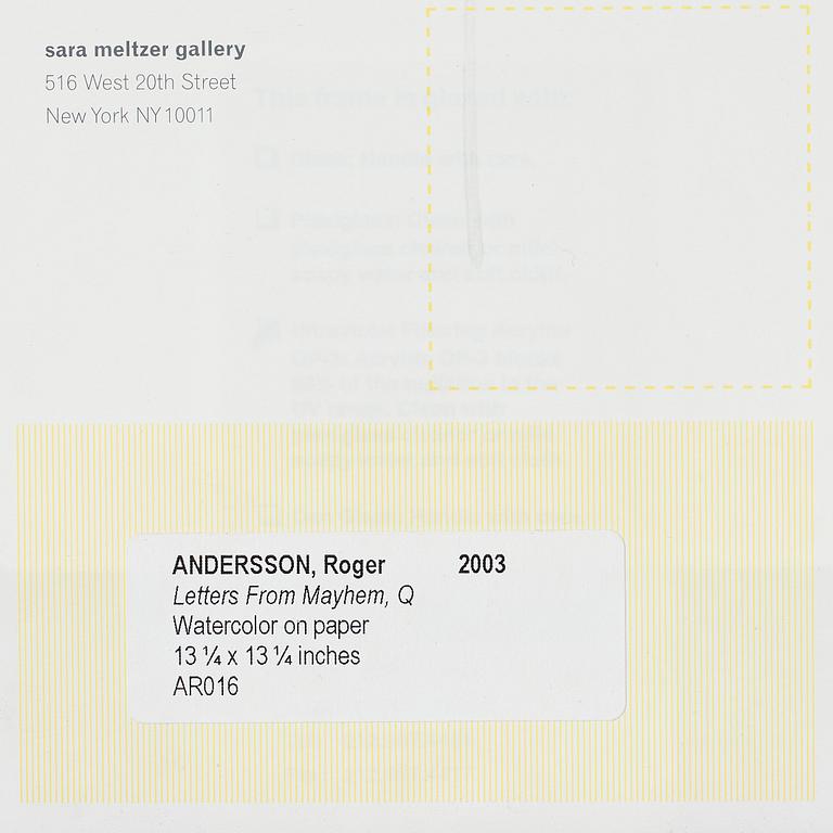ROGER ANDERSSON, akvarell på papper, monogramsignerad RA.