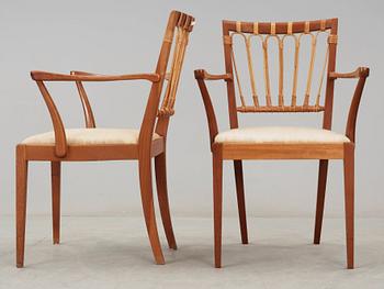 A pair of Josef Frank mahogany chairs, Svenskt Tenn, model 1165.