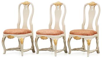 603. Three Swedish Rococo 18th century chairs.
