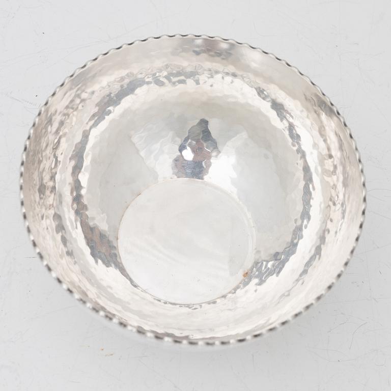 A pair of Swedish silver candlesticks, and a bowl, 1930s–60s.