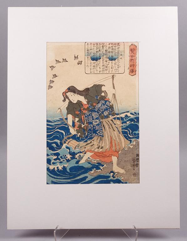 UTAGAWA KUNIYOSHI, träsnitt, 2 st.