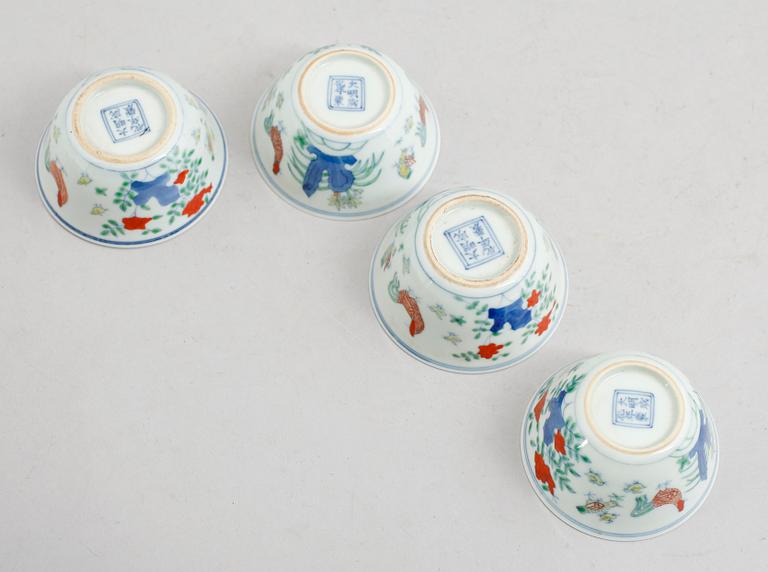 SKÅLAR, 4 st, porslin, Kina, sent 1900-tal.