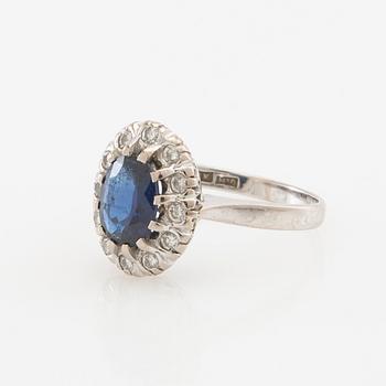 Bo Andersson, Ring 18K white gold set with an oval faceted sapphire and round brilliant-cut diamonds, Uppsala 2010.