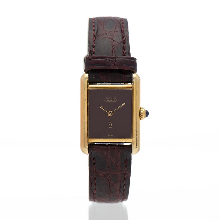 CARTIER, must de Cartier Tank, rannekello, 20 x 20-28 mm.