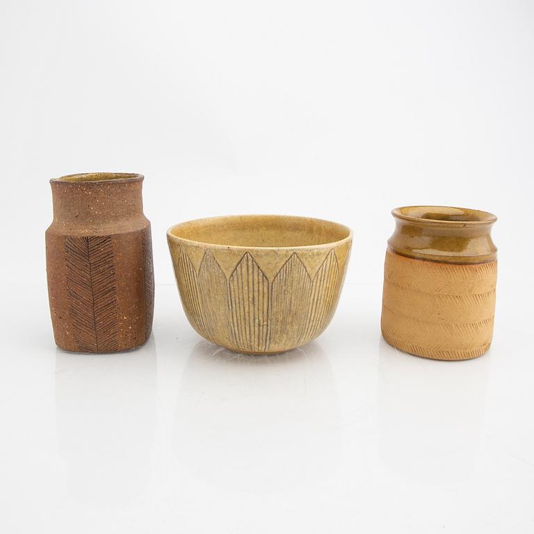 Signe Persson-Melin, skålar fat mm 6 dlr stengods.