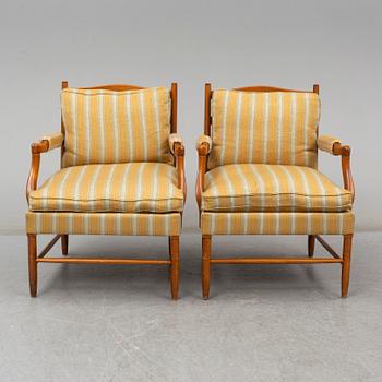 a pair of armchairs from the second half of the 20th century.