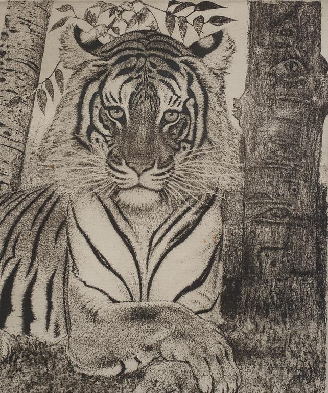 Eduard Wiiralt, "Reclining tiger" (Lamav tiiger).