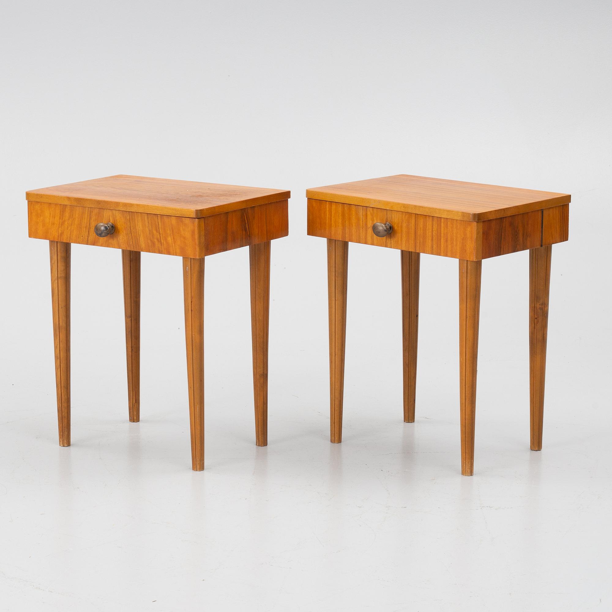 Bedside tables, a pair, Swedish Modern, 1940s.
