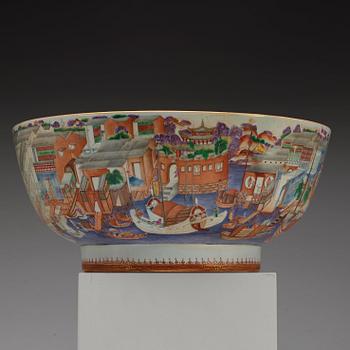 A massive Chinese Export 'Hong' punch bowl, Qing dynasty, Qianlong (1736-95).