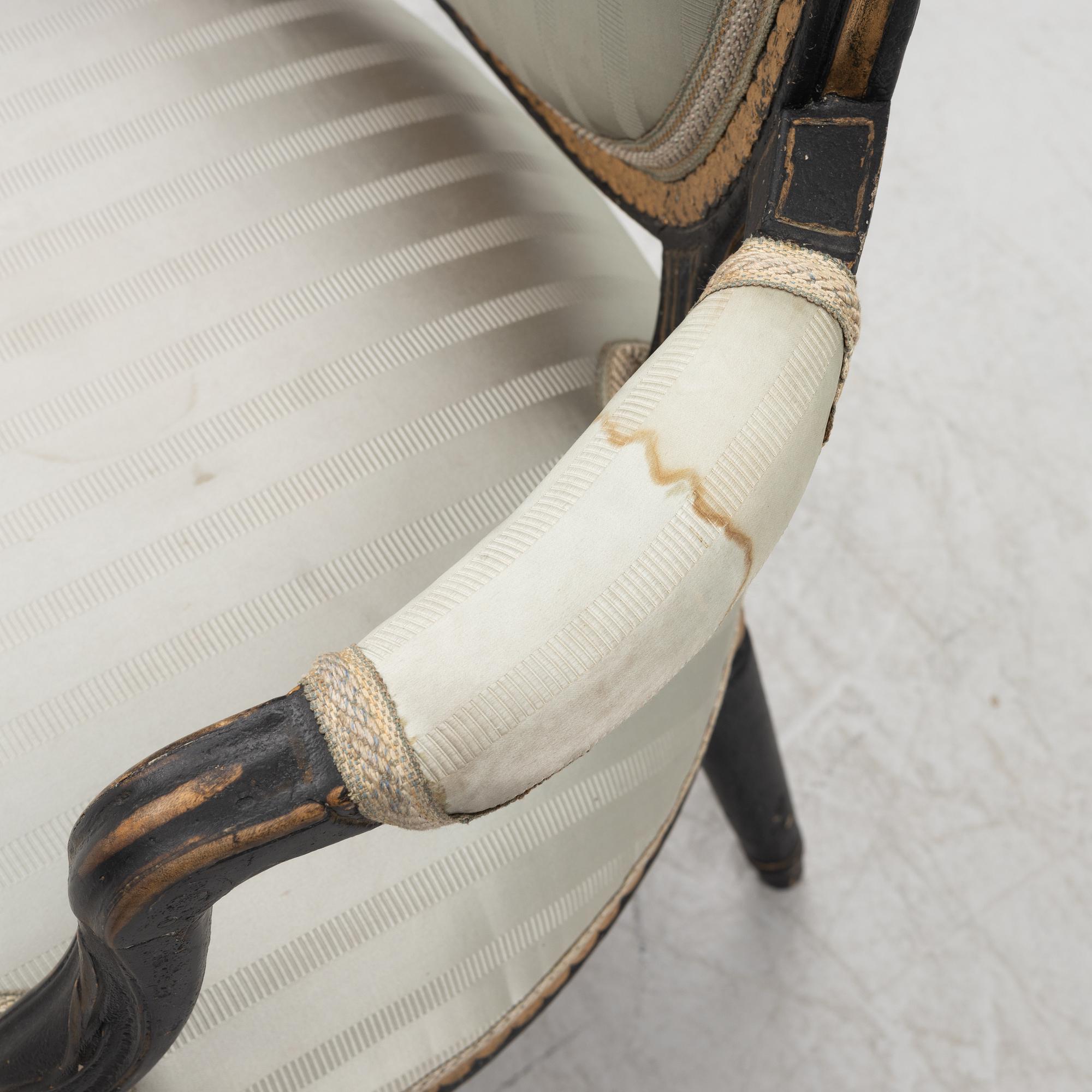 A Gustavian armchair, Stockholm, late 18th Century.