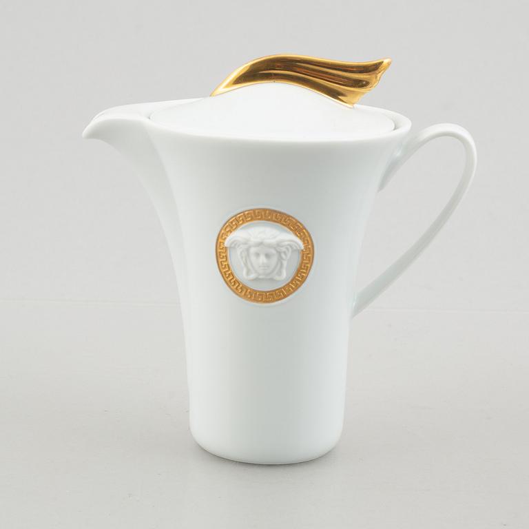 A set of eight porcelain coffee service pieces, 'Ikarus Médaillon Méandre d'Or', Versace for Rosenthal.