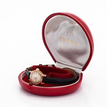 Omega, Seamaster, wristwatch, 22 mm, 18K gold, manual, plastic crystal.