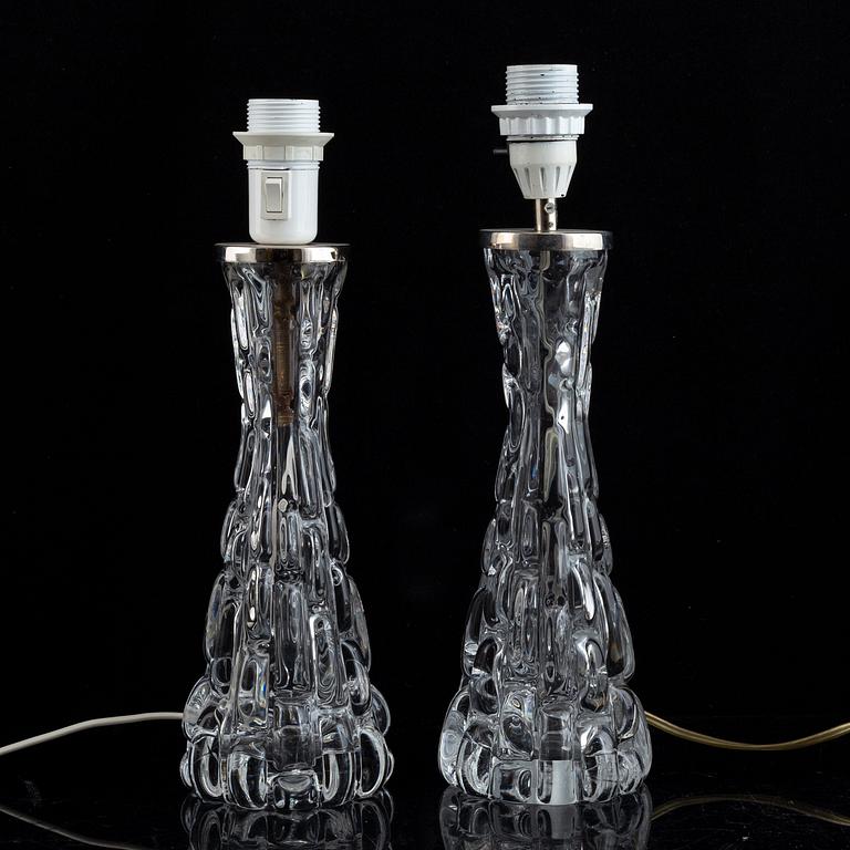 Carl Fagerlund, bordslampor, ett par, glas, Orrefors.
