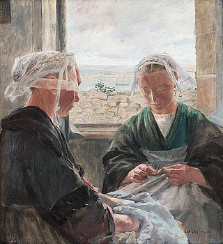 Carl Wilhelmson, ”Segelsömnad" (Mending the sails).