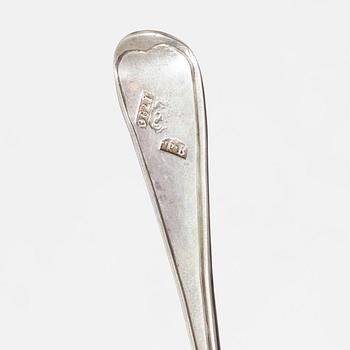 Six Russian silver spoons, Moscow 1787-1790.