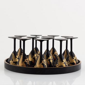 A Japanese 27 piece lacquer cocktail set, 20th century.