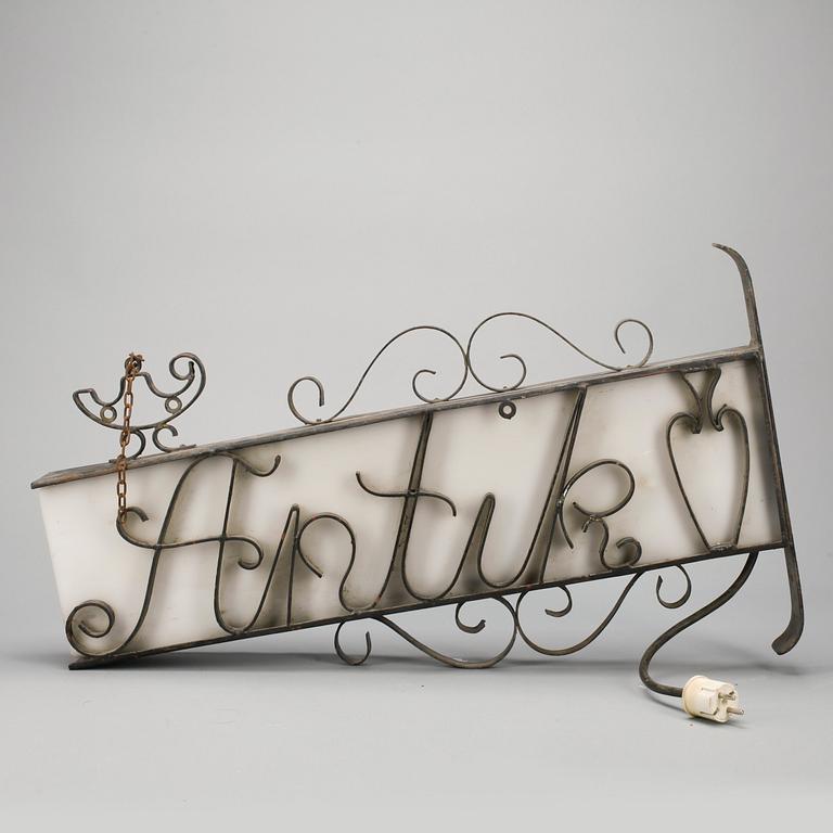 SKYLT, plåt, "Antik", 1900-tal.