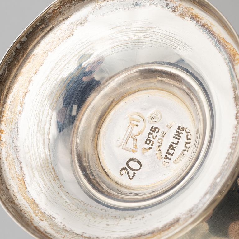Juveto Lopex Reyes, a sterling silver sugar bowl, creamer and tray, Mexico City, Mexico, mid20th century.