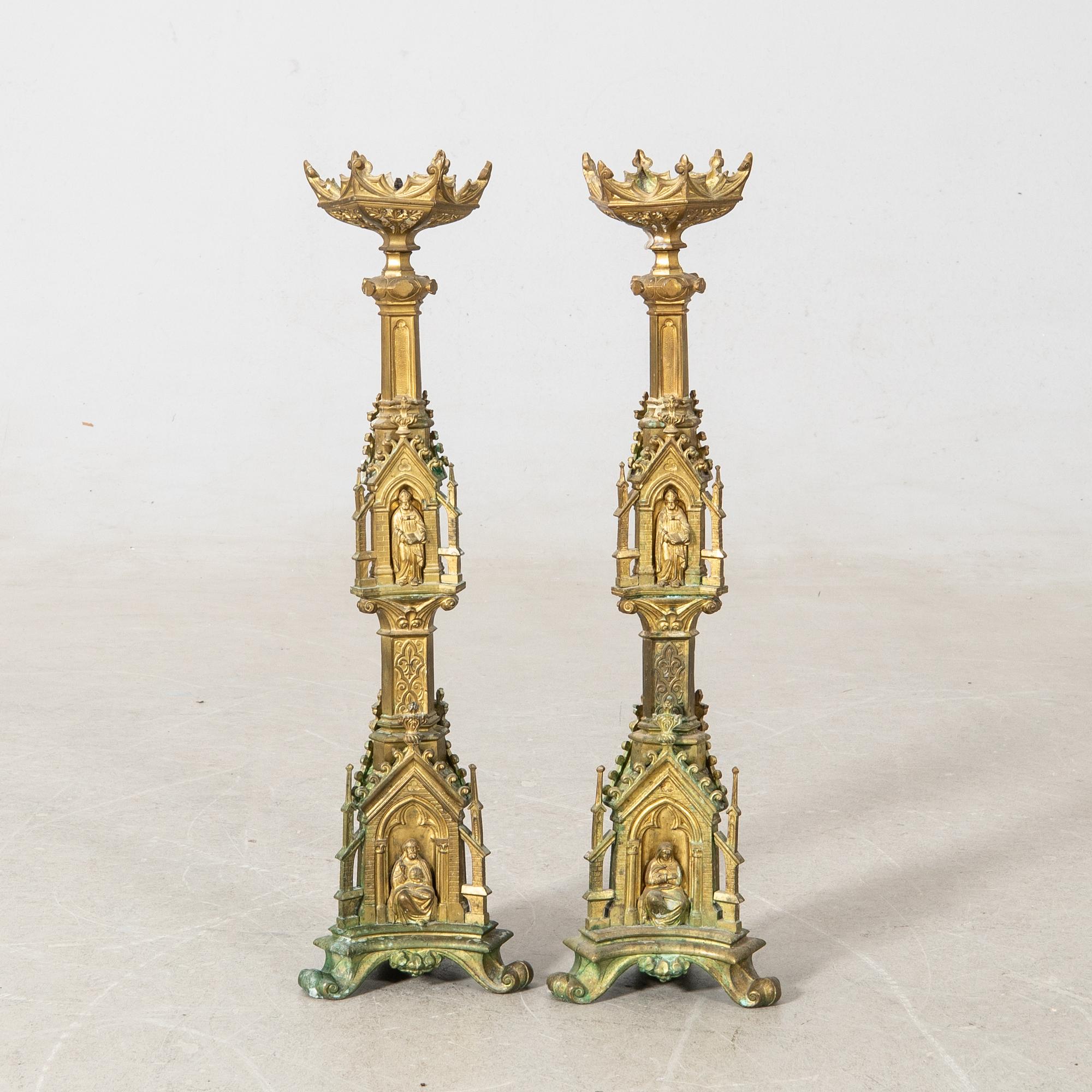 Floor candlesticks, a pair, Renaissance style, first half of the 20th century.
