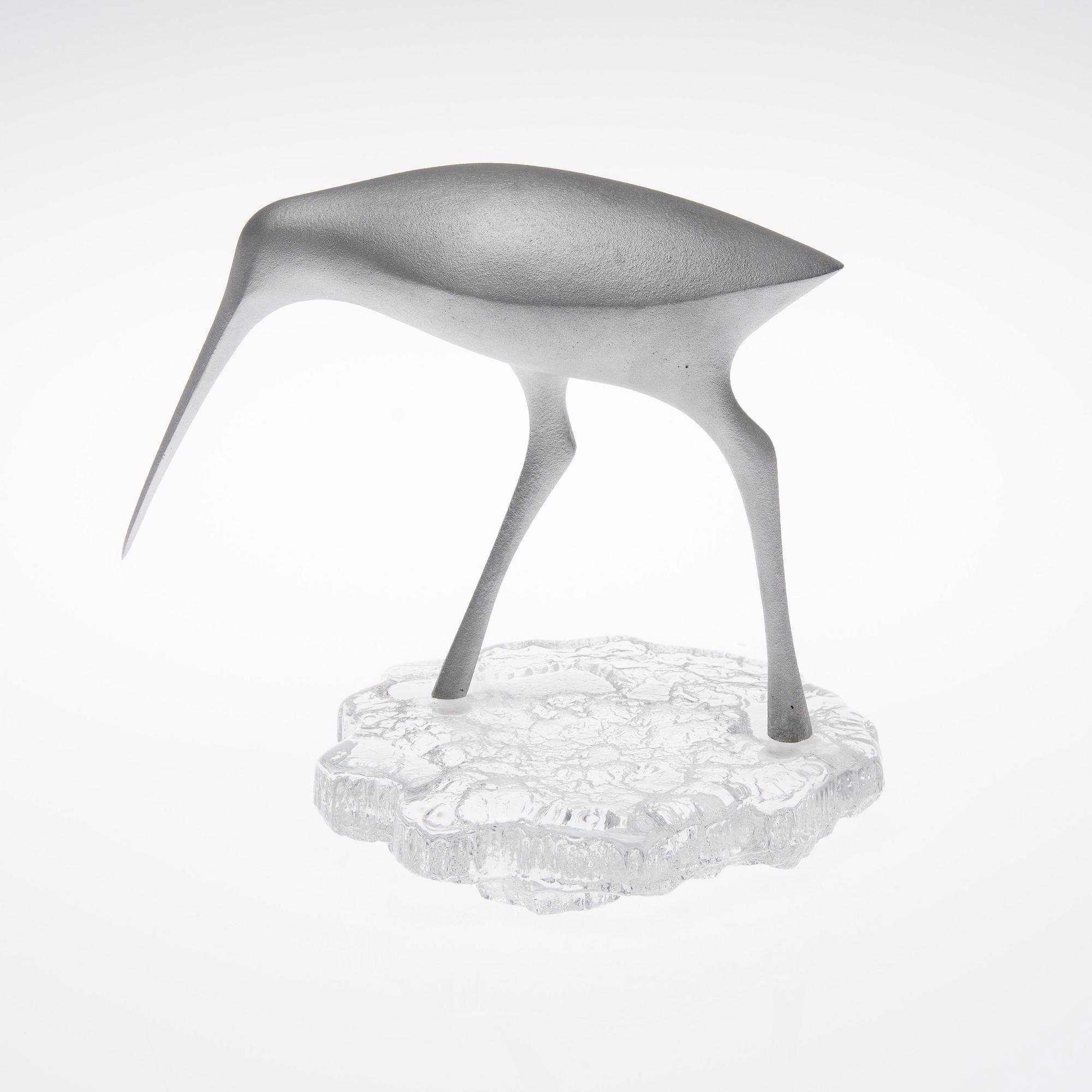 SKULPTUR, Aluminium och glas, "Beckasin". Stämplad Made in Finland, Kultakeskus Oy, Design: Tapio Wirkkala.