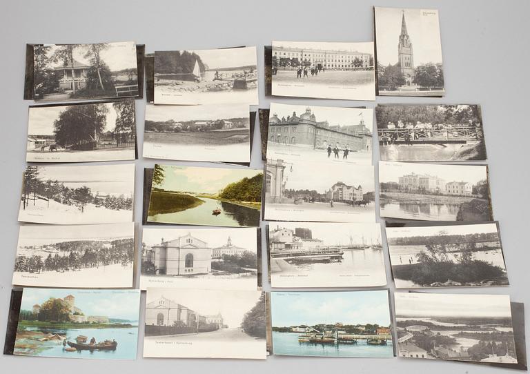 FOTOGRAFIER, 20 st, med tillhörande VYKORT och NEGATIV, Helsingfors, Uleåborg, Björneborg m.fl. Tidigt 1900-tal.