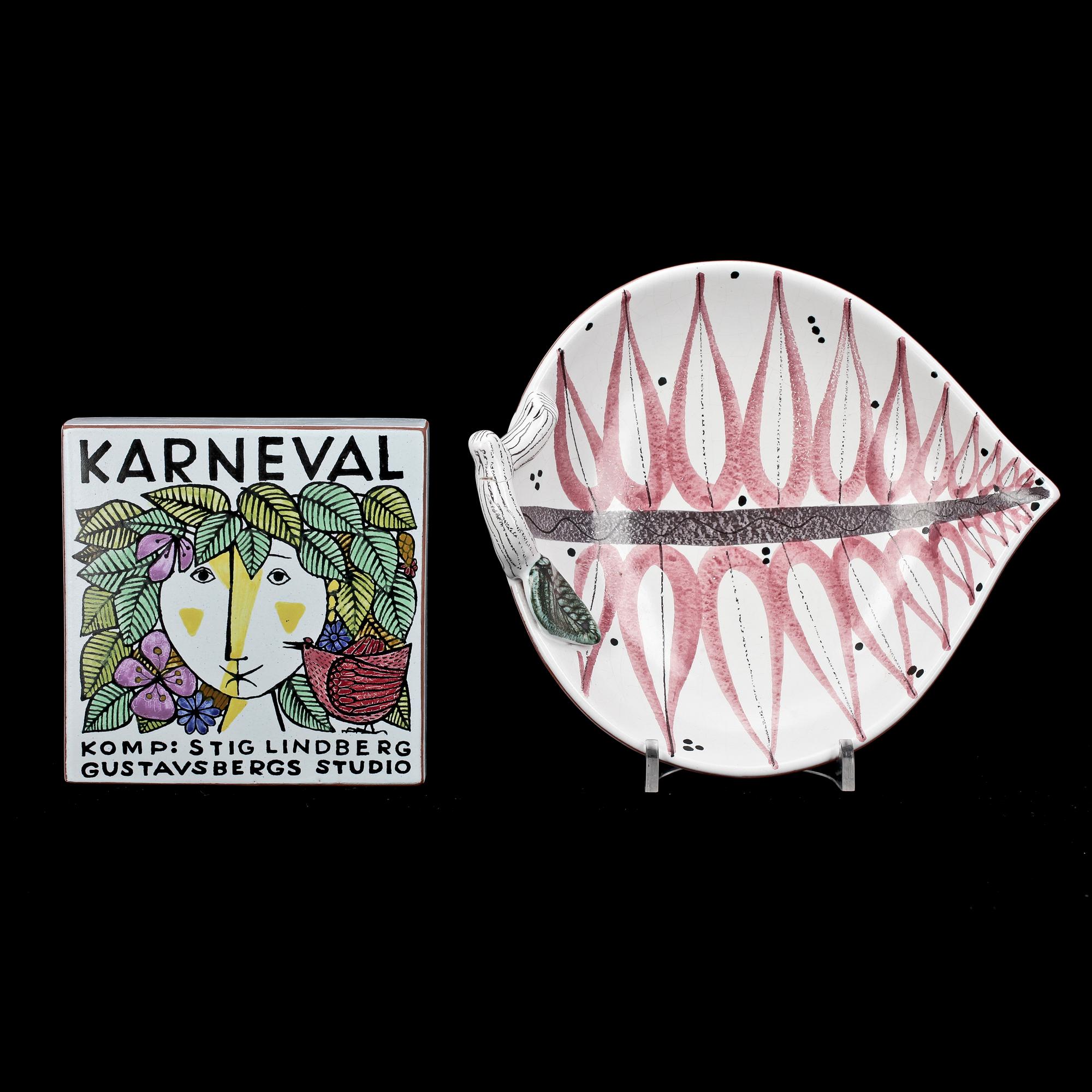 SKÅLFAT OCH OBJEKT, fajans, Stig Lindberg, Gustavsberg, 1940- resp 1950-tal.