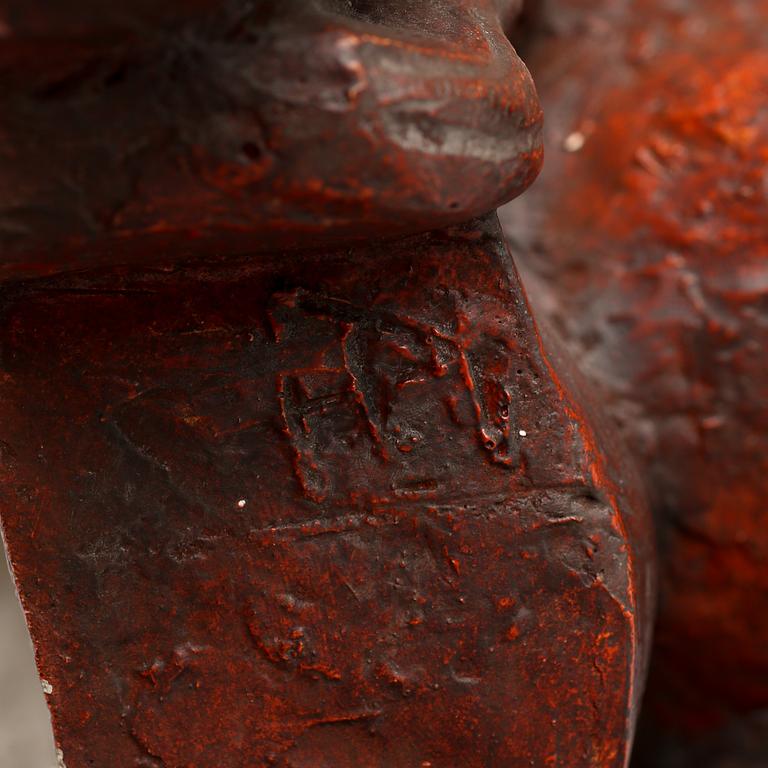 VÄGGSKULPTUR, gips, monogramsignerad AE samt otydligt daterad, 1900-tal.