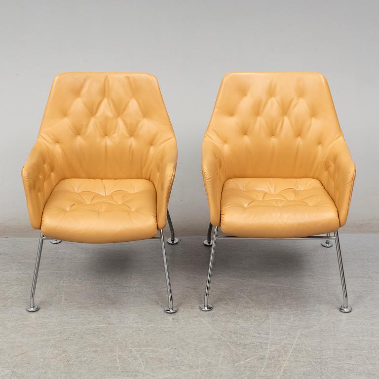 A set of six Bruno Mathsson "Mirja" armchairs for Dux, Sweden.