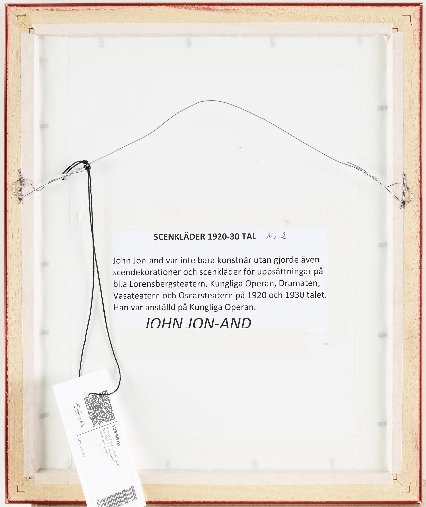 John Jon-And, watercolour/gouache, stapmed signature.