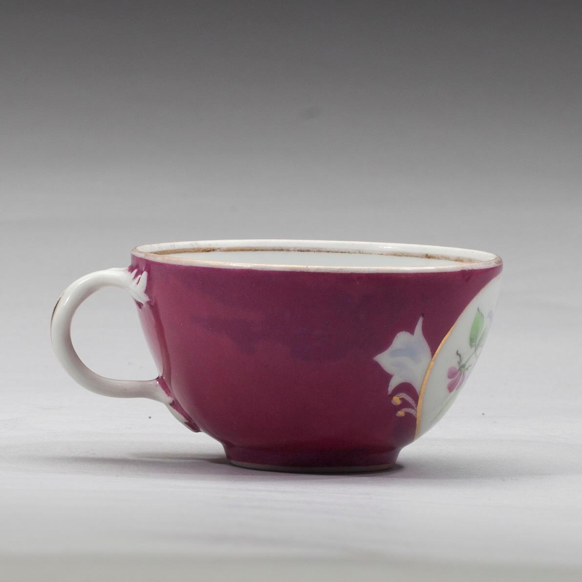 KAFFEKOPP MED FAT, porslin, Gardner, Ryssland 1880-1890.