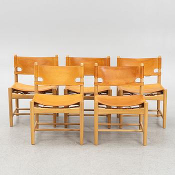 Børge Mogensen, stolar, 5 st, modell 3237, Fredericia Stolefabrik, Danmark.