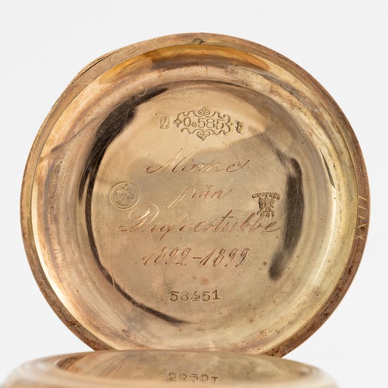 Fickur, 14K guld, savonett, 50 mm.