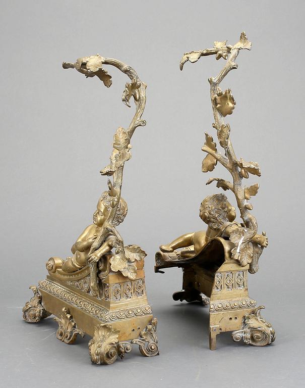 ELDHUNDAR, ett par, brons, 1800-talets slut.